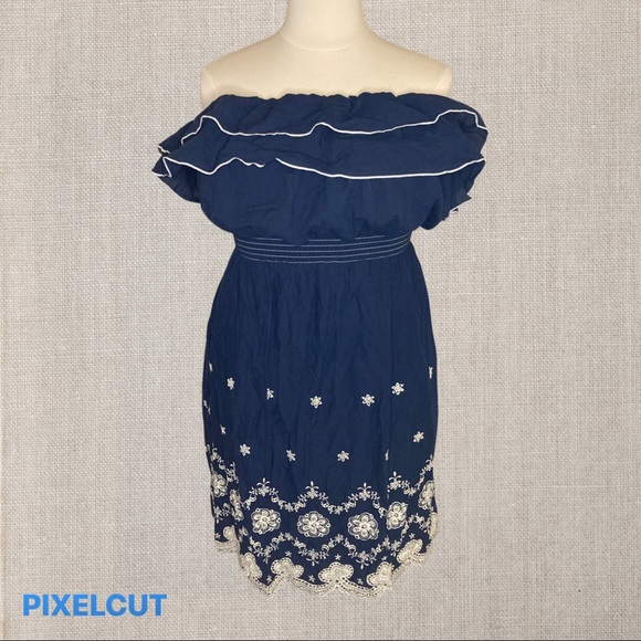 torrid Dresses & Skirts - Torrid Navy & white embroidered sundress size 24